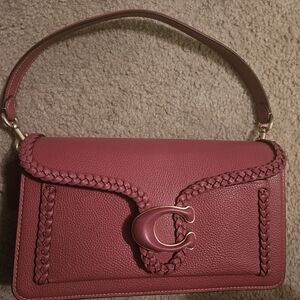Coach Cherry Red Braided Leather Shoulder Bag